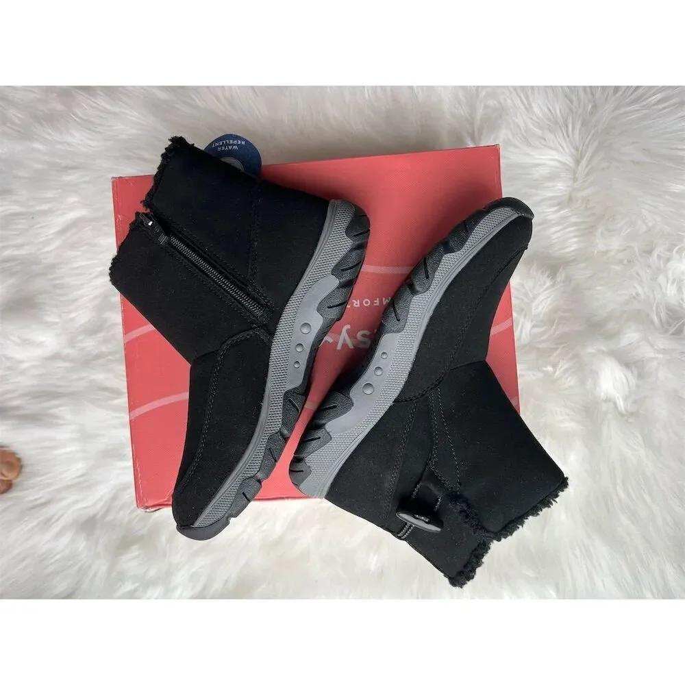 🆕 Easy Spirit Women's Black Ankle Snow Boots Size 6 Water Repellent